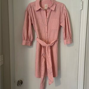 Cinq à Sept Pink Striped Shirt Dress